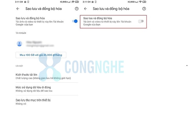 cách tắt sao lưu ảnh trên google photo