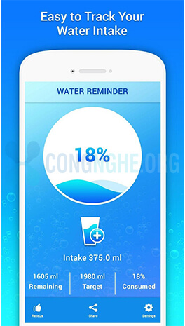 ứng dụng nhắc uống nước
